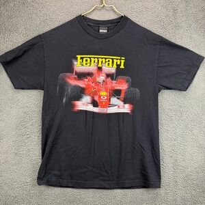 Vintage 2002 Ferrari Formula 1 Racing T-Shirt Mens Large Black Graphic Tee USA